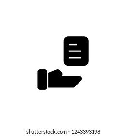 Hand and file icon. Document send sign