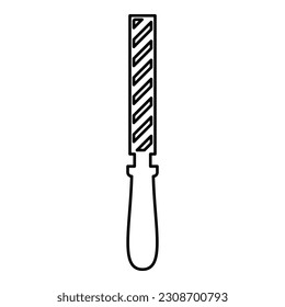 Hand file tool rasp instrument contour outline line icon black color vector illustration image thin flat style