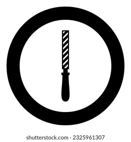 Hand file tool rasp instrument icon in circle round black color vector illustration image solid outline style