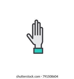 Hand filled outline icon, line vector sign, linear colorful pictogram isolated on white. Human palm symbol, logo illustration. Pixel perfect vector graphics