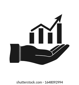 Hand and financial graphic icon. Flat vector illustration arm on white background.