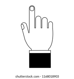 Hand finger up in black and white