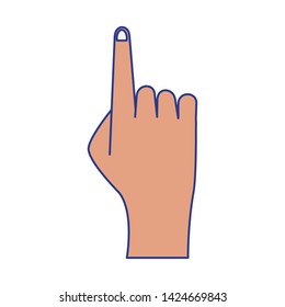 Hand with finger up cartoon isolated vector illustration graphic design
