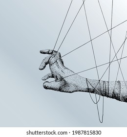 die Hand mit dem Finger im Seil gefangen