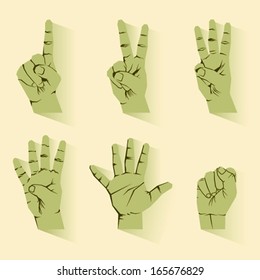 hand finger counting pose one to five vector