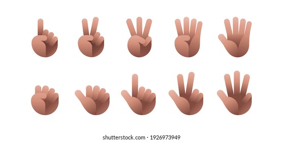 Hand finger counting set on white background, vector illustration