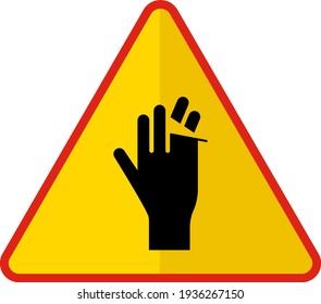 Hand Finger Cutting Risk Concept Vector Icon Design, yellow triangle warning signs, regulatory and guide symbol on white background, Modern traffic signal stock illustration