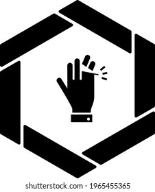 Hand Finger Cutting Risk Concept Vector Icon Design, Black Hexgonal warning signs, Safety Label and Hazard symbol on white background, Caution or Notice signage stock illustration