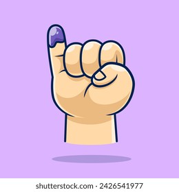 Hand Finger Dipper With Ink Election Voting Cartoon Vector Icon Illustration. People Holiday Icon Concept Isolated Premium Vector. Flat Cartoon Style