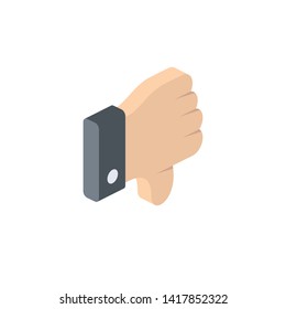 Hand finger down. Vector 3d isometric color icon new flat style. Creative illustration, idea for infographics.