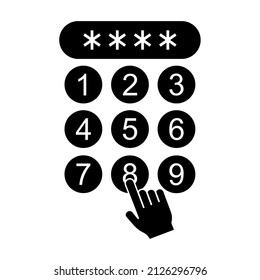 Hand Finger Entering Pin Code. Enter Password. Pin Code Symbol. Vector Icon.