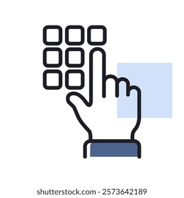 Hand finger entering pin code icon. Unlock and password symbol. Security sign. Graph symbol for your web site design, logo, app, UI