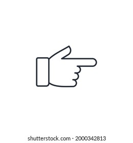 Hand finger forward. Vector linear icon isolated on white background.