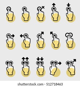 Hand Finger Gestures Pixel Perfect Icons, Vector Illustrator