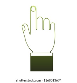 Hand finger up green lines