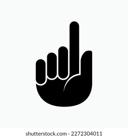 Hand  Finger Icon. Number One, Top Position Symbol.