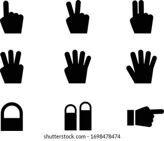 Hand and finger icon set