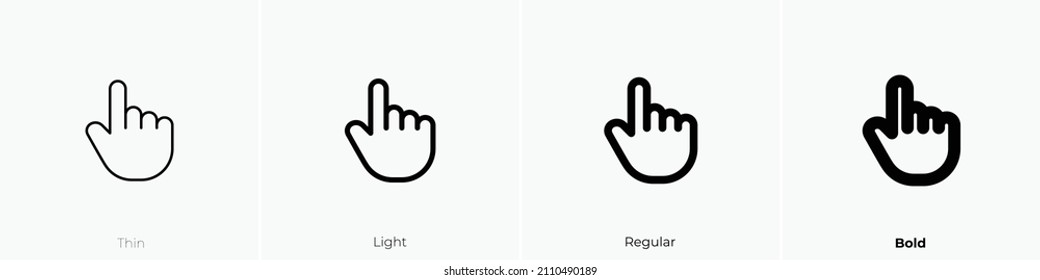 hand finger icon. Thin, Light Regular And Bold style design isolated on white background