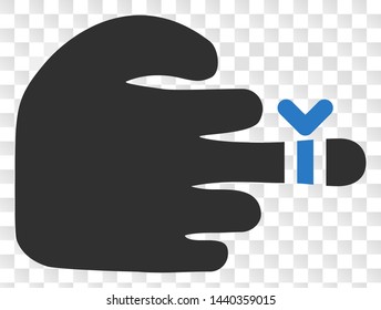 Hand finger injury EPS vector icon. Illustration contains flat hand finger injury iconic symbol on a chess transparent background.