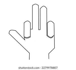 hand finger one line style illustration with metal icon