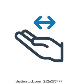 Hand Finger Pan Vector Icon, Hand swipe across icon