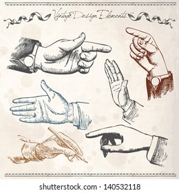 Hand Finger Point Vintage Fashion Old Woodcut Engrave Vector Stop Vector Image Of Series Of Hands Pointing Hand Finger Point Vintage Fashion Old Woodcut Engrave Vector Stop Line Classic Nails Index Ed