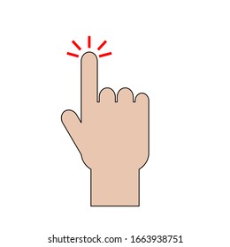 hand finger pointer clicking touch screen isolated on white background. vector illustration