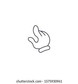 Hand. Finger pointer. Vector linear icon on a white background.