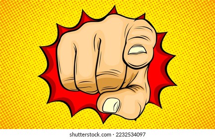 Hand finger pointing comic cartoon design