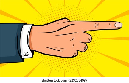 Hand finger pointing comic cartoon design