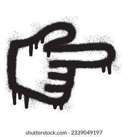 Hand finger pointing icon graffiti with black spray paint