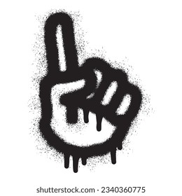 Hand finger pointing icon graffiti with black spray paint