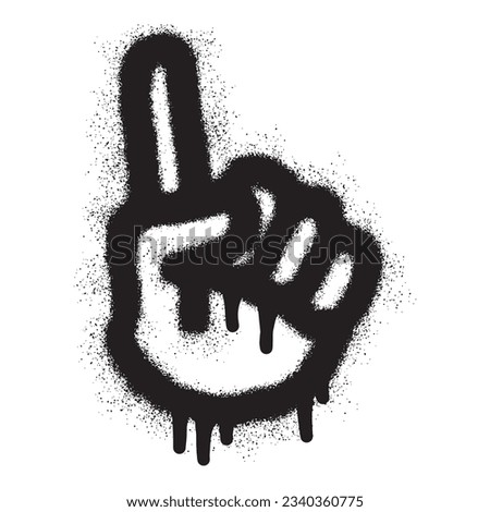 Hand finger pointing icon graffiti with black spray paint
