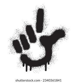 Hand finger pointing icon stencil graffiti with black spray paint