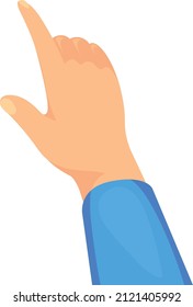 Mano con el dedo apuntando. Mostrando dirección. Símbolo de aspecto aislado en fondo blanco