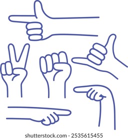 Hand and finger positions, vector illustration