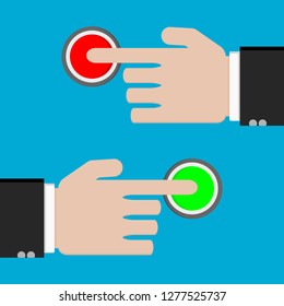 hand finger pressing button; vector illustration