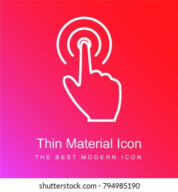 Hand finger pressing a circular ring button red and pink gradient material white icon minimal design
