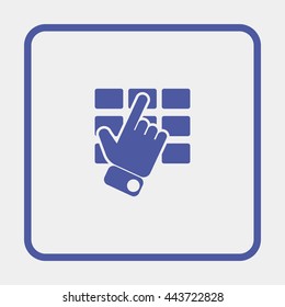 Hand and finger pushing button on a keypad.