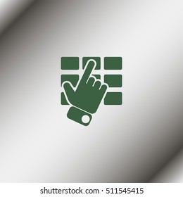 Hand and finger pushing button on a keypad.