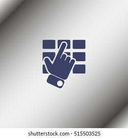 Hand and finger pushing button on a keypad.