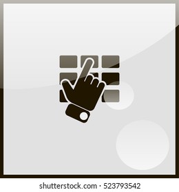 Hand and finger pushing button on a keypad.
