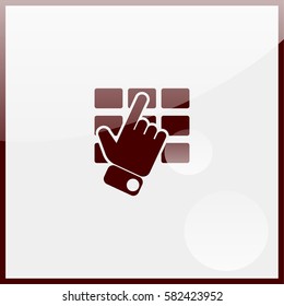 Hand and finger pushing button on a keypad.