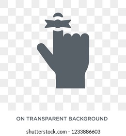 Hand finger with a ribbon icon. Trendy flat vector Hand finger with a ribbon icon on transparent background from Human Body Parts collection. 