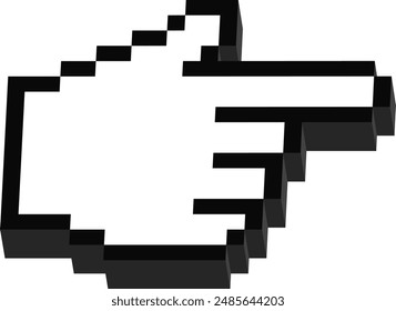 Hand Finger Right 3D pixel icon. Unique style Emoji icons vector collection.