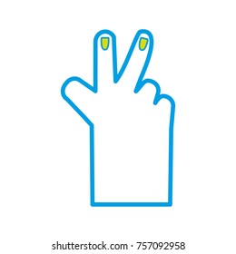 hand with finger sign and nails design