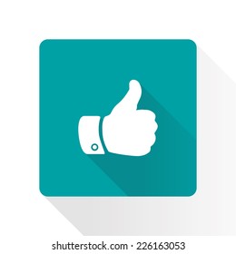 Hand finger up sign. Thumb up symbol. Flat design style. 