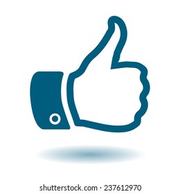Hand finger up sign. Thumb up symbol. Flat design style. 