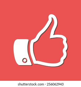 Hand finger up sign. Thumb up symbol. Flat design style. 