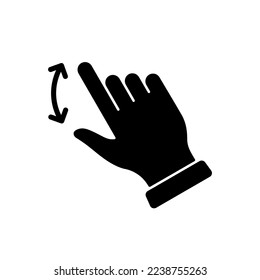 Hand Finger Swipe and Drag Up and Down Silhouette Icon. Gesture Slide Down and Up Glyph Pictogram. Pinch Screen, Rotate on Screen Icon. Isolated Vector Illustration.